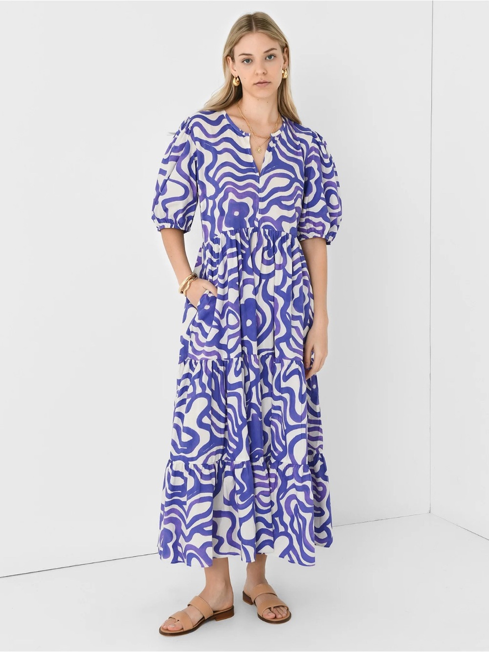 Oliphant Women's Puff Sleeve Maxi Dress size L